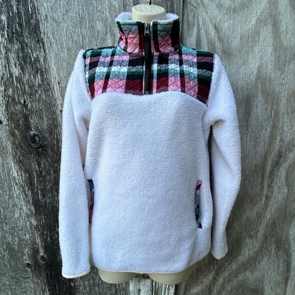 Vera Bradley Pullover Sherpa Fleece Plaid Quilted Quarter Zip Cozy Cabin M